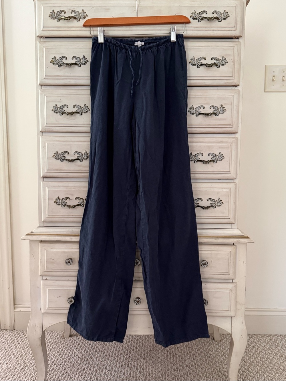 Navy Linen Euro Summer Pants